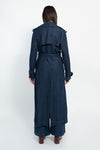 Trench denim lungo doppio petto