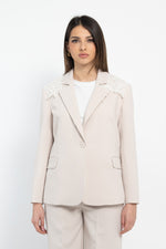 Giacca monopetto con pizzo mohair