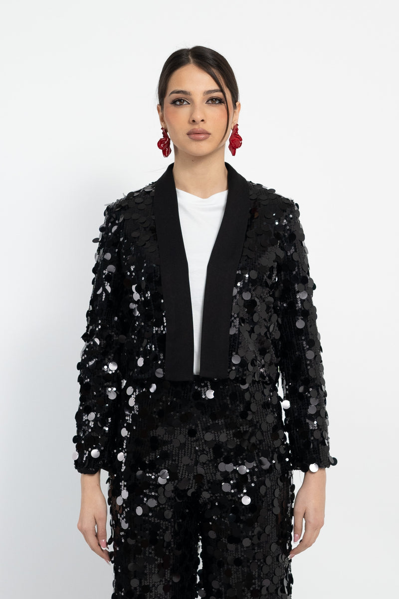 Giacca crop in paillettes