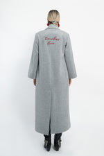 Cappotto lungo doppiopetto con ricamo
