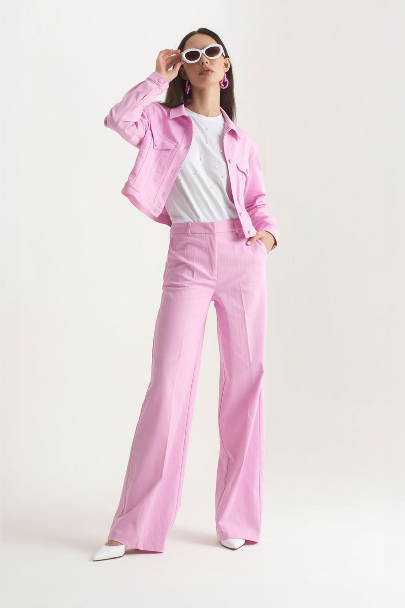 Pantalone palazzo in tessuto effetto jeans