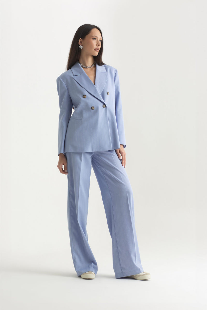 Pantalone palazzo gessato con elastico dietro