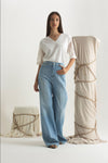 T-shirt scollo a V con inserti in pizzo