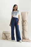 T-shirt in jersey di viscosa con frangia applicata