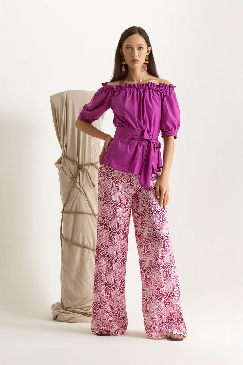 Blusa in cotone a mezze maniche