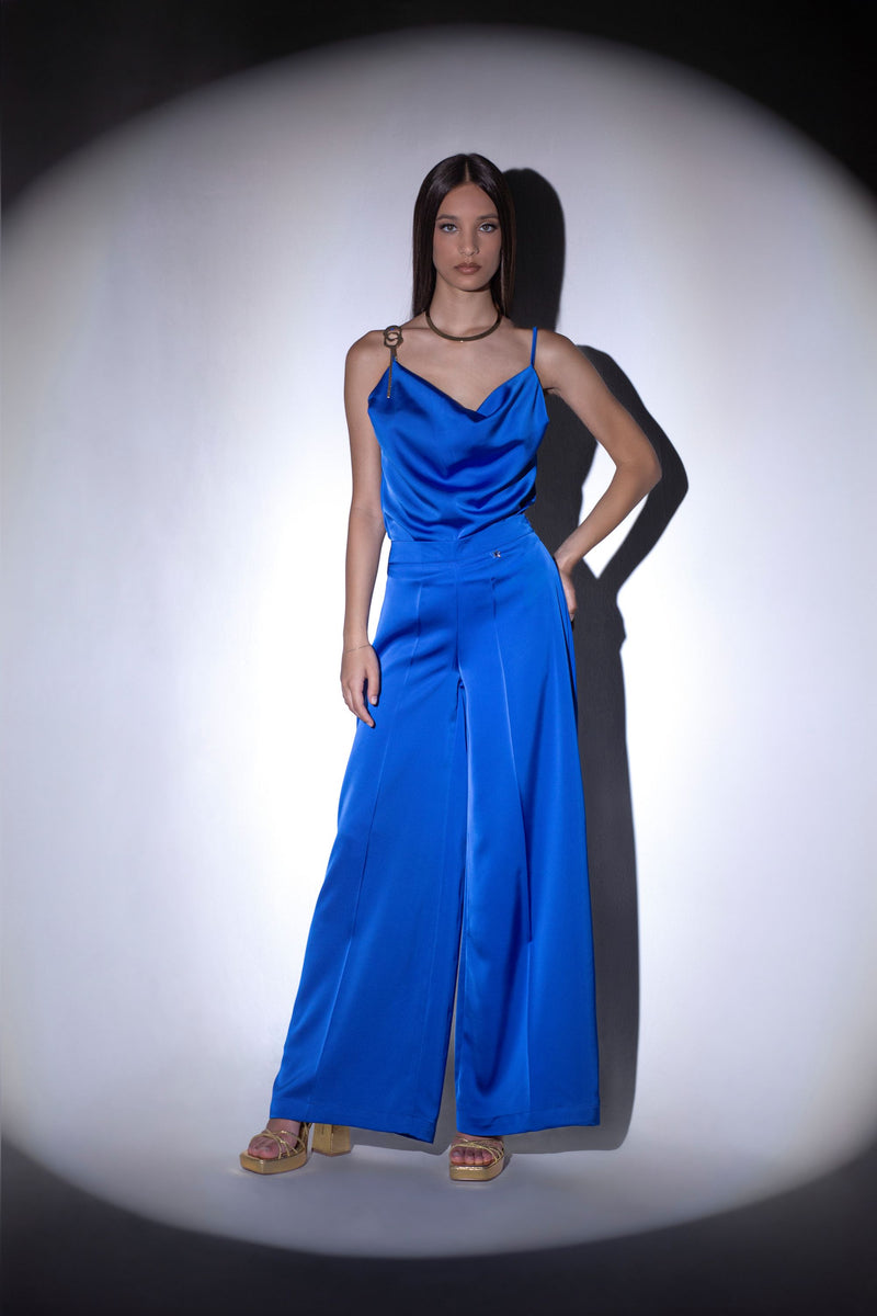 Pantalone svasato in raso
