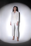 Pantalone cigarette fit con citurino e frisi lucidi