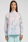 Camicia in fantasia floreale con collo coreana
