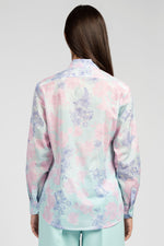 Camicia in fantasia floreale con collo coreana
