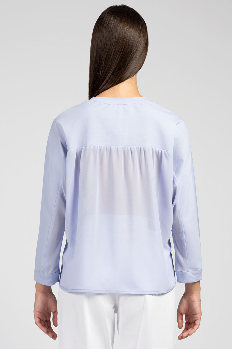 Blusa in punto milano con inseriti in chiffon