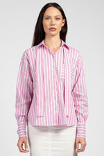 Camicia a righe con giro sceso
