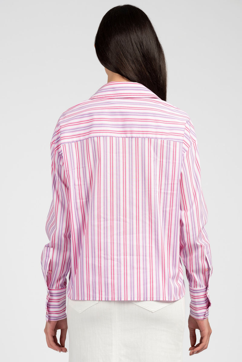 Camicia a righe con giro sceso