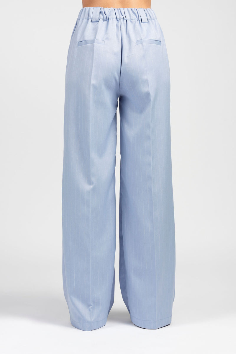 Pantalone palazzo gessato con elastico dietro