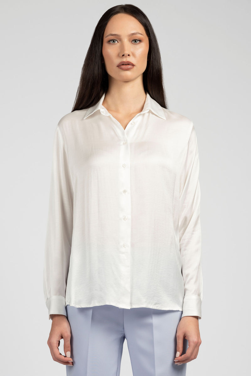 Camicia basica in raso di viscosa