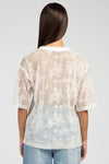 T-shirt scollo a V con inserti in pizzo