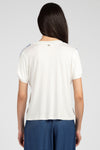 T-shirt in jersey di viscosa con frangia applicata