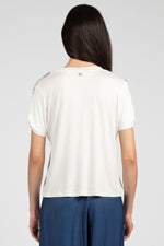 T-shirt in jersey di viscosa con frangia applicata