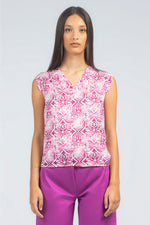 Blusa in raso viscosa fantasia maiolica