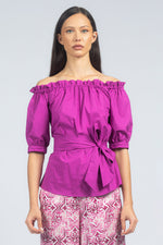 Blusa in cotone a mezze maniche