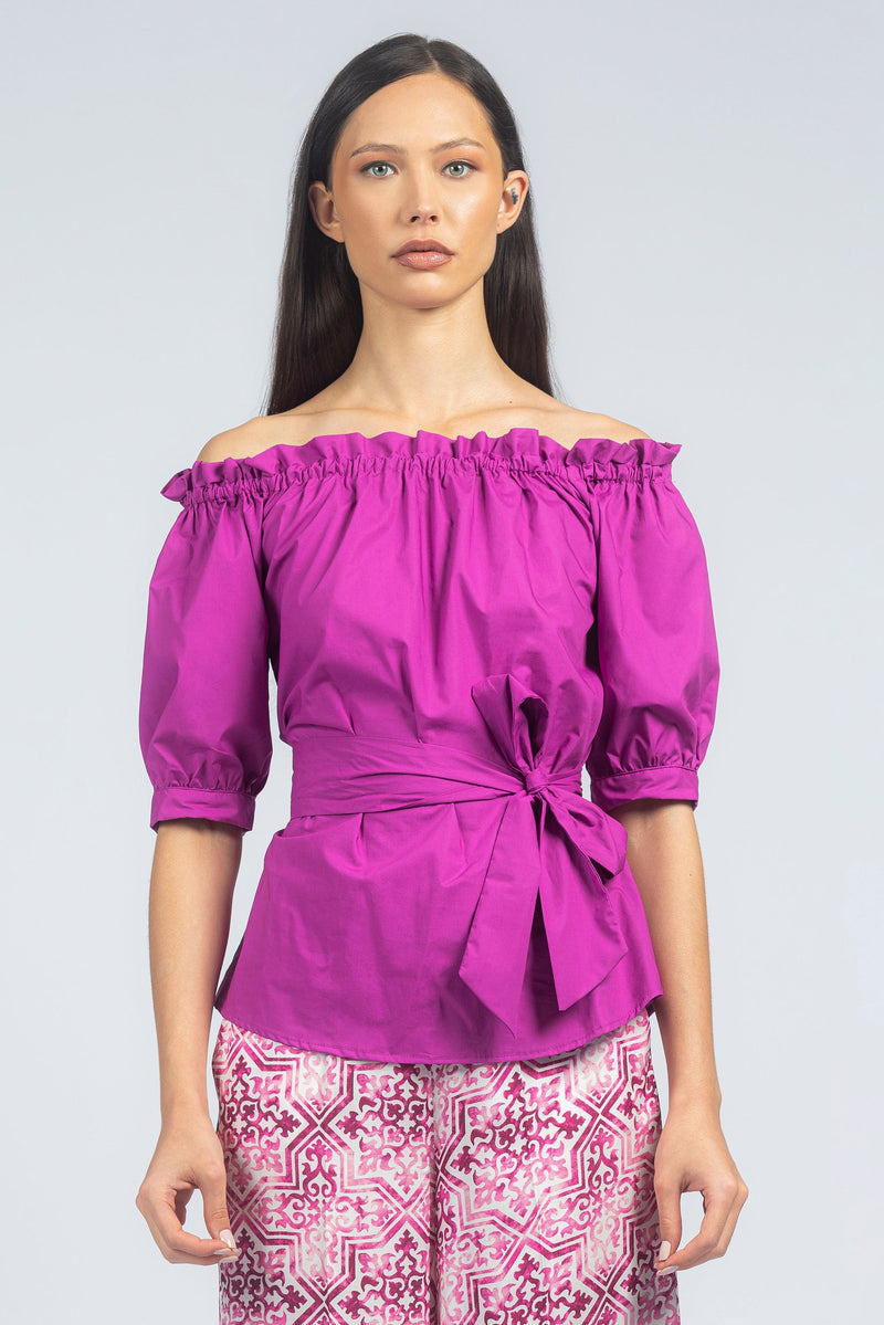Blusa in cotone a mezze maniche