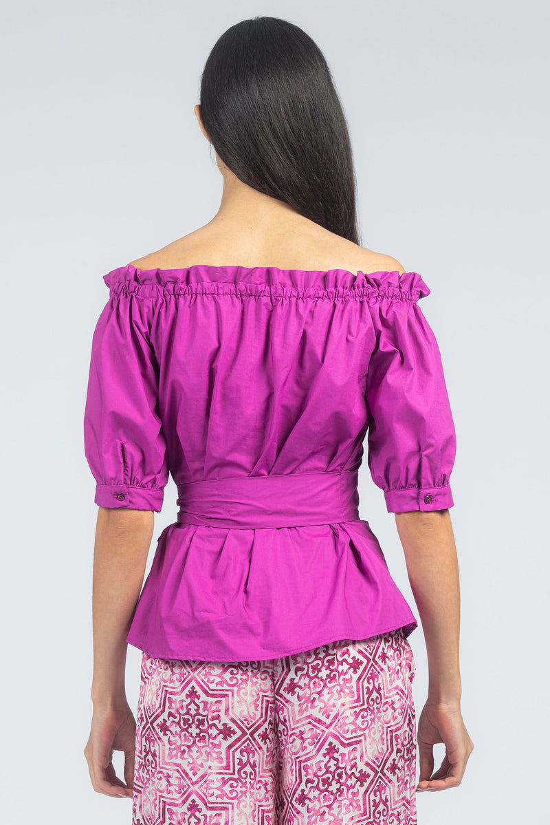Blusa in cotone a mezze maniche