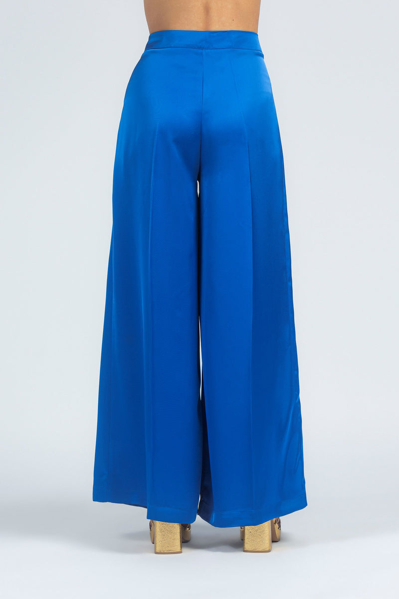 Pantalone svasato in raso