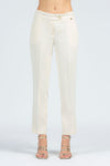 Pantalone cigarette fit con citurino e frisi lucidi