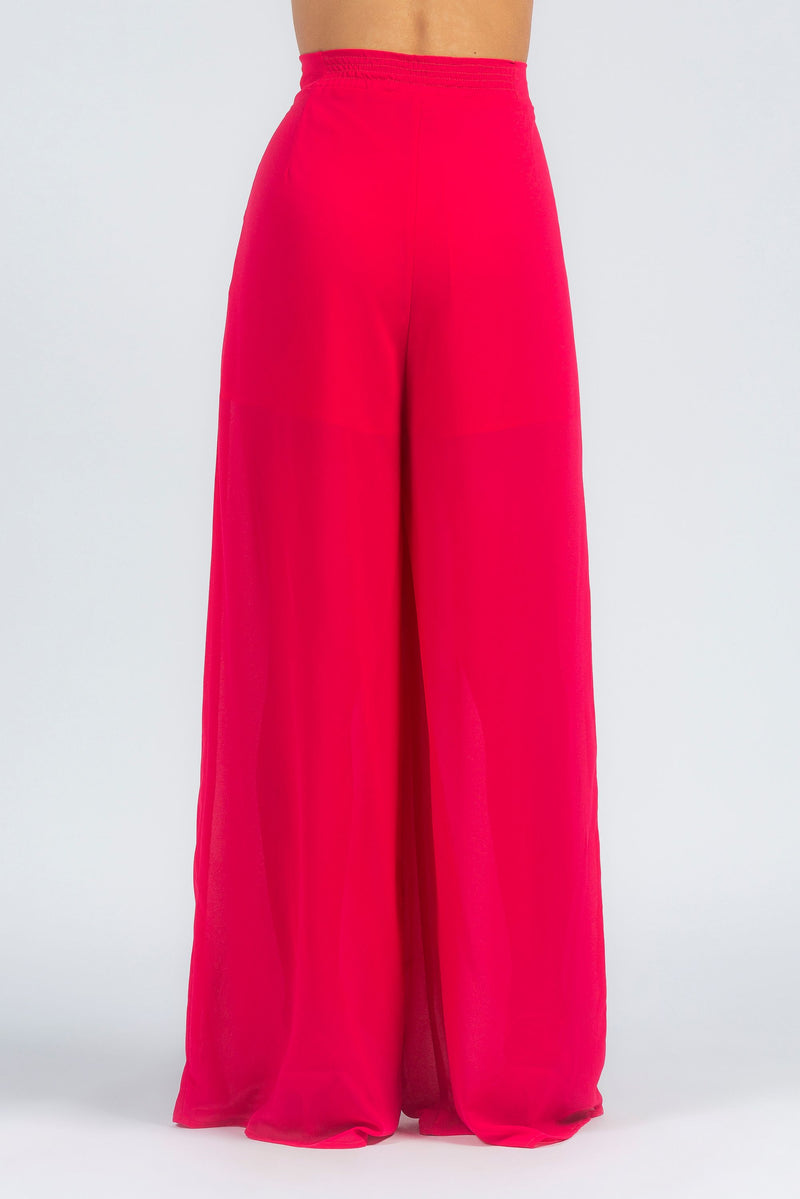 Pantalone palazzo in chiffon